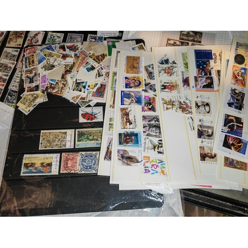 571 - Bag Of Australian Stamps On Card And Loose In Envelope