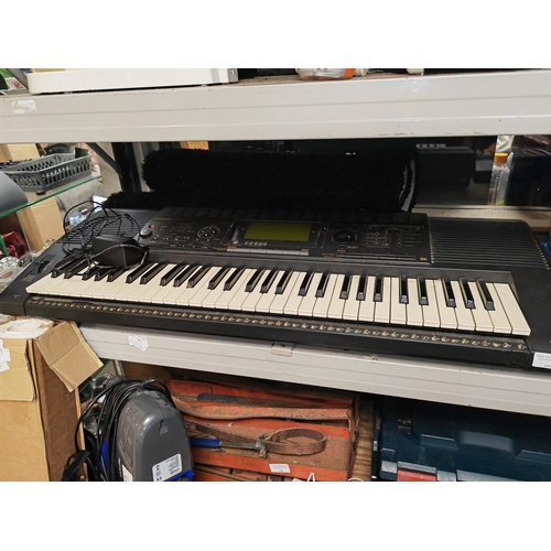 694 - Yamaha Electronic Keyboard With Mains Cable Tested And Working Has Line On Digital Screen