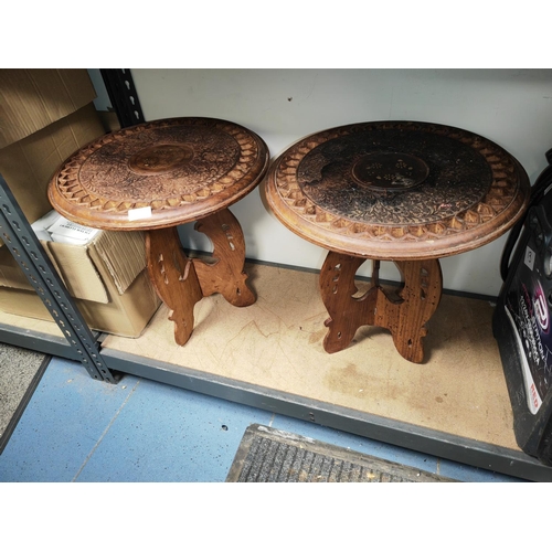 71 - 2 Inlaid And Carved Side Tables