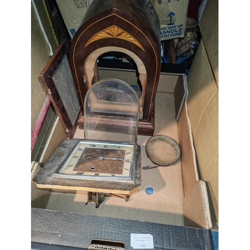 680 - Inlaid Clock Case + 1 Clock Mechanism And Face Non Matching