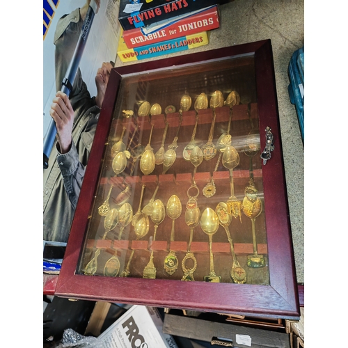 663 - 2 Display Cabinets Of Souvenier Spoons