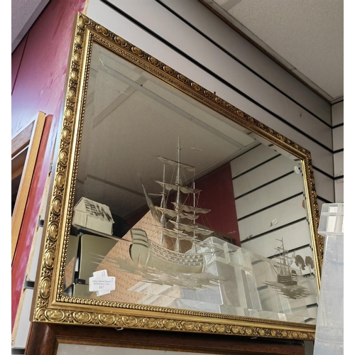 117 - Large Gilt Framed Mirror With Edge Boating Pattern