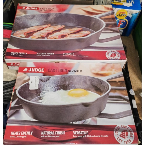 180 - 2 Unused Judge Unused Cast Iron Skillets In Boxes