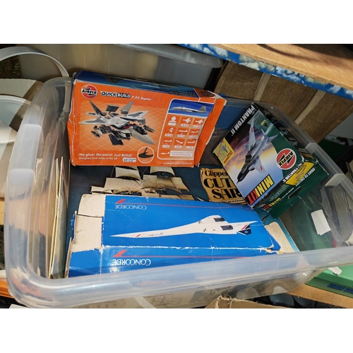 27 - Plastic Crate Of Airfix Kits