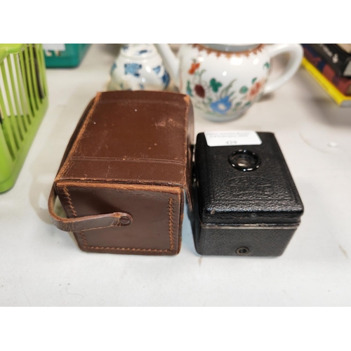 429 - Zeiss Ikon Box Tengor 1931 Camera With Leather Case - Goerz Frontar D.R.P Optic