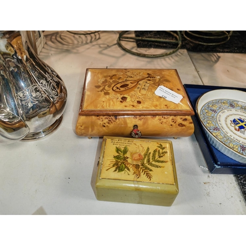 430 - Two Vintage Boxes, One Is Refuge Italian Music Box With Key Plays