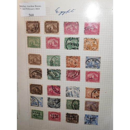 560 - Page Of Antique Egypt Stamps