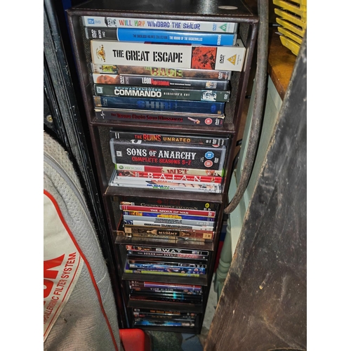 698 - Leather Cladd Dvd Rack With Dvd's