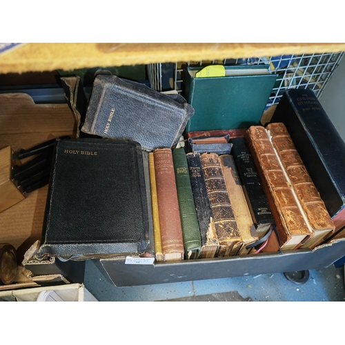 32 - Box Of Old Religious Books Including Bibles, Hymnary, Service 7 Prayers. Includes Walter Pater & One... 