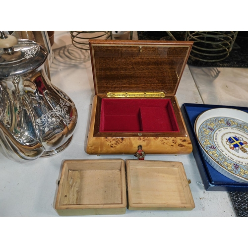 430 - Two Vintage Boxes, One Is Refuge Italian Music Box With Key Plays