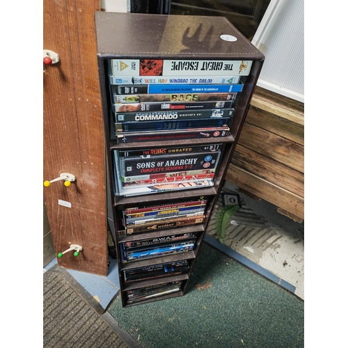 25 - Leather Cladd Dvd Rack With Dvd's