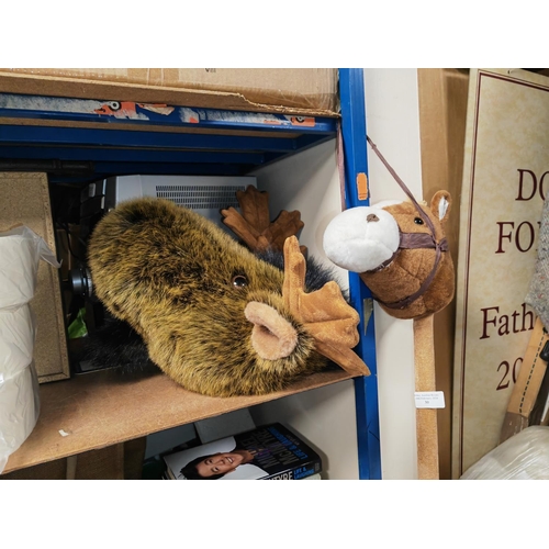 30 - Moose's Head Soft Toy Wall Trophy Plus A Hobby Horse