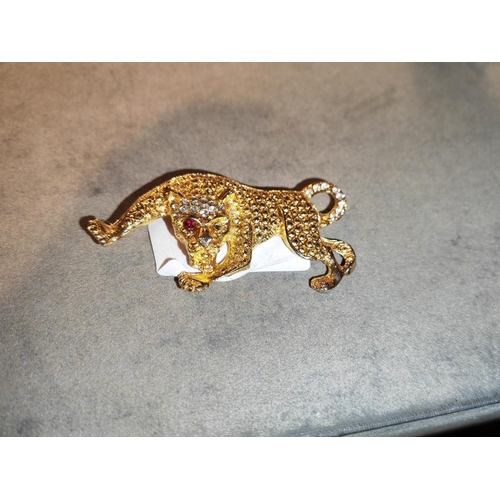 323 - Gold Plated Panther Brooch