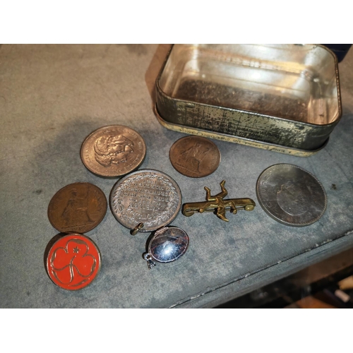 336 - Tin With Coins And Medals Including One Boxed And A Victorian One