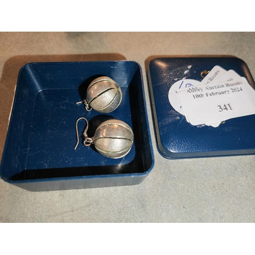 341 - Pair Of Silver Ball Earrings