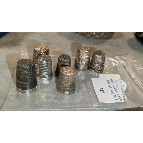 347 - 7 Silver Thimbles