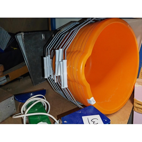 36 - 10 Orange Plastic Buckets For Plants