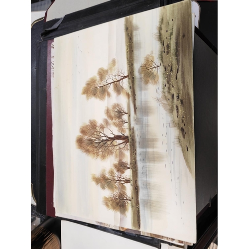 232 - 3 Folders Of Watercolour Paintings By Various Artists