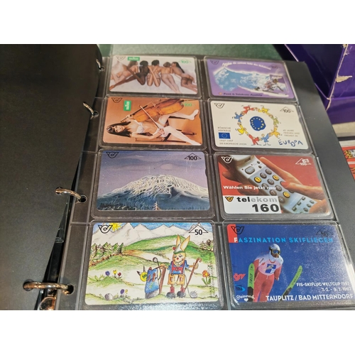 547 - 2 Albums Of 98 Collectors Phone Cards From Austria & Germany Inc Disney, Coca Cola, Hologram & More,... 