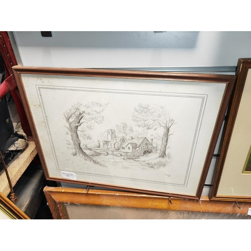 103 - Framed Pencil Drawing Signed C Varley