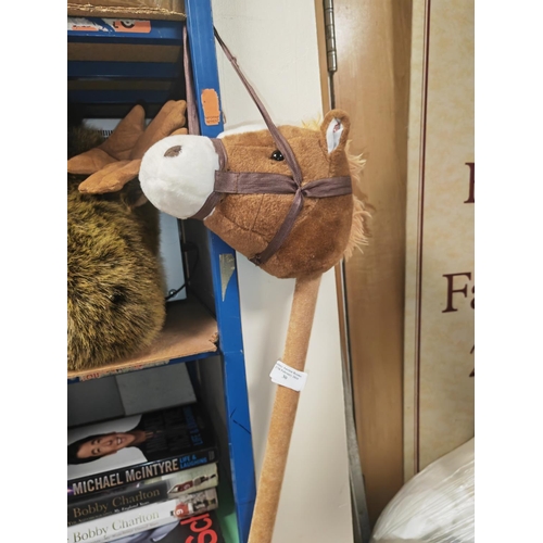 30 - Mooses Head Soft Toy Wall Trophy Plus A Hobby Horse