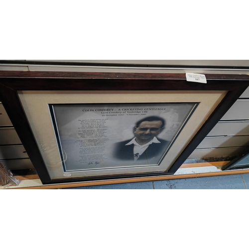 107 - Framed Picture Of Colin Cowdrey Lord Signed By John Major