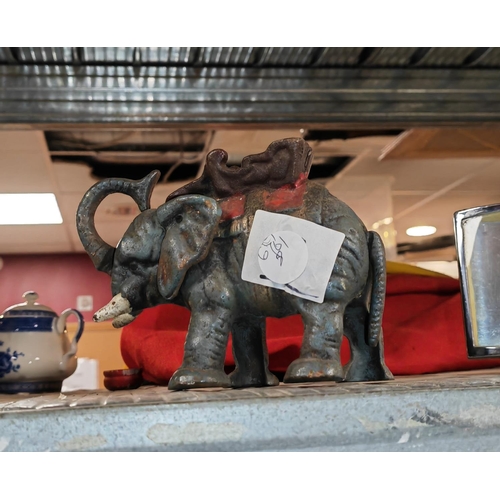 410 - Cast Iron Elephant Money Box