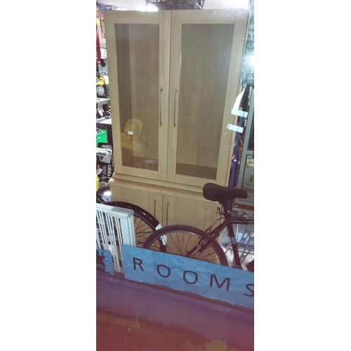 48 - Modern Double Door Display Case With Cupboard Below