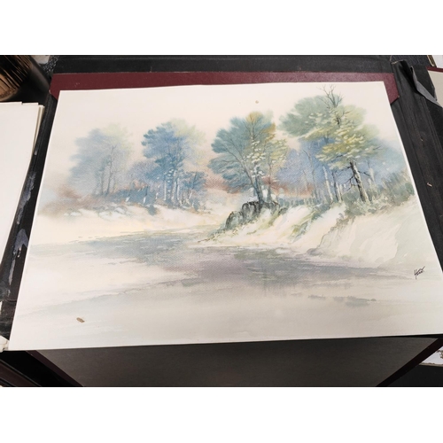 218 - 3 Folders Of Watercolour Paintings By Various Artists