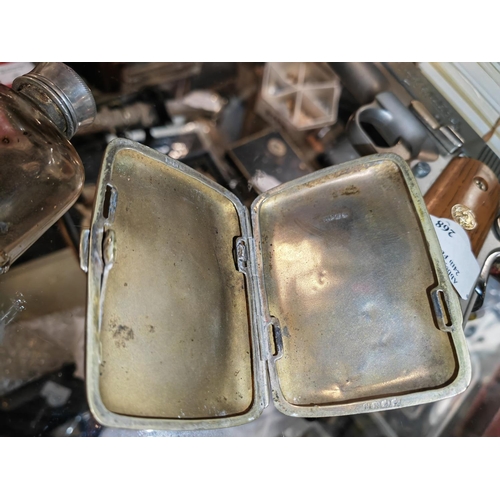 287 - Antique Cigarette Case And Hip Flask