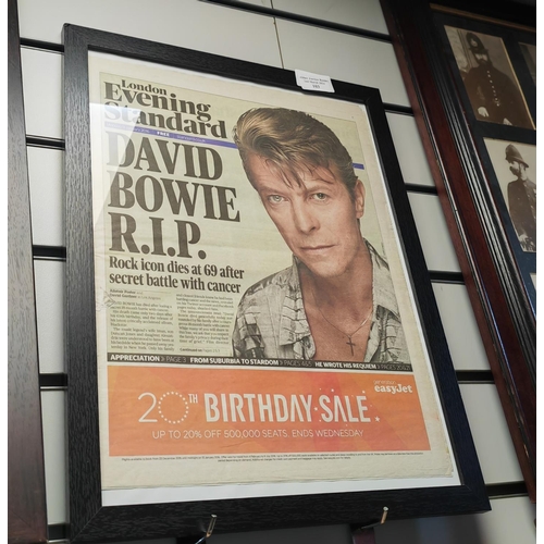 103 - Framed David Bowie Rest In Peace Newspaper Cut Out