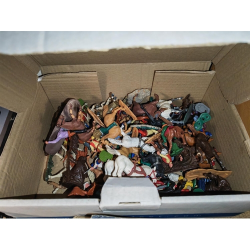 154 - Box Of Cowboy'S And Indian Figures Including Britain'S And Timpo