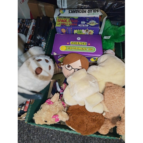 216 - Box Of 3 Childrens Games And Soft Toys