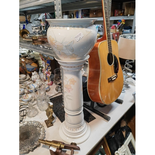 419 - Butterflies And Flower Patterned Jardiniere On Stand