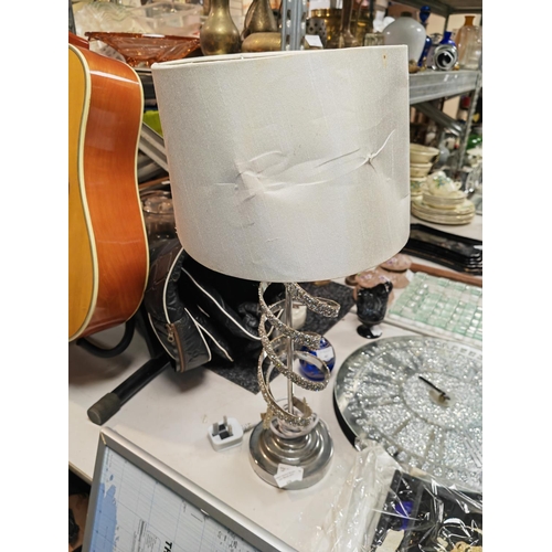 420 - Spiral Shaped Table Lamp, Shade Crumpled Plus A Diamante Clock Hand Missing