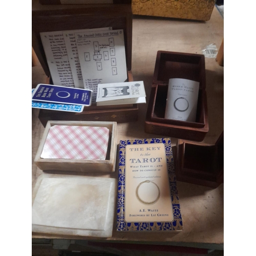 83 - 3 Wooden Boxes Plus A Onyx Box With Some Tarot Items