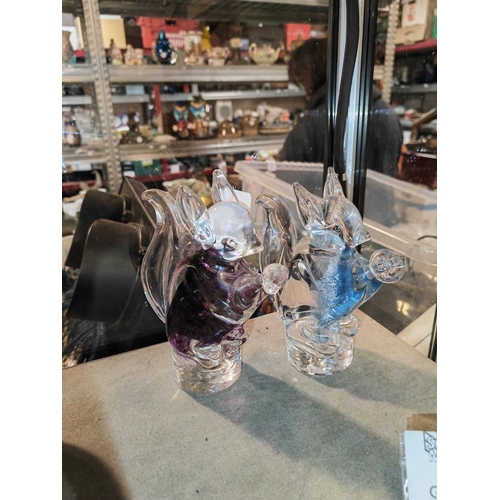 327 - 2 Murano Glass Squirrel Ornaments