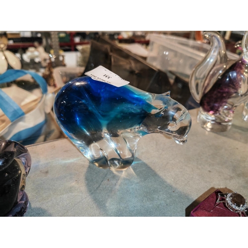 331 - Blue Glass Polar Bear Ornament Few Nibbles To Base