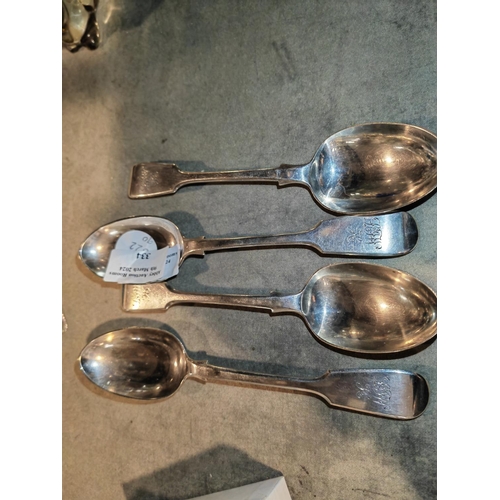 334 - 4 London 1866 Silver Dessert Spoons Weights 183Gms