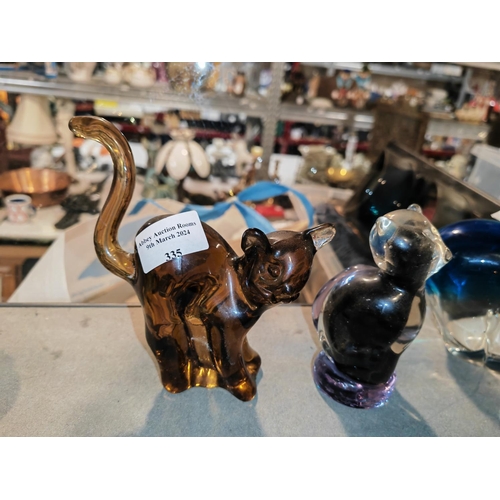 335 - 2 Murano Glass Cat Ornaments