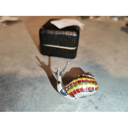 336 - Saturno Silver Enamelled Snail Hallmarked Makers Stamp