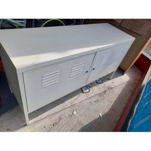 68 - White Metal Cabinet With Key