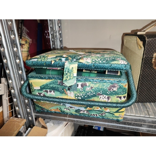 134 - Small Wicker Sewing Box With Contents