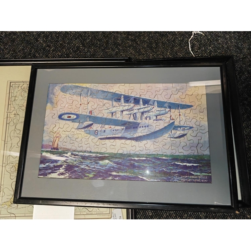 174 - 4 Framed Vintage Wooden Jigsaw Puzzles