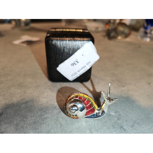 336 - Saturno Silver Enamelled Snail Hallmarked Makers Stamp