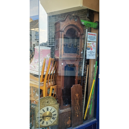 43 - Long Case Inlaid Clock For Spares Or Repair