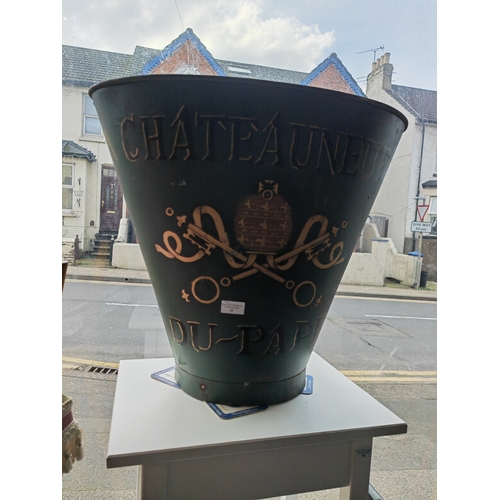 49 - Large Vintage French Grape Harvest Bucket With Original Straps