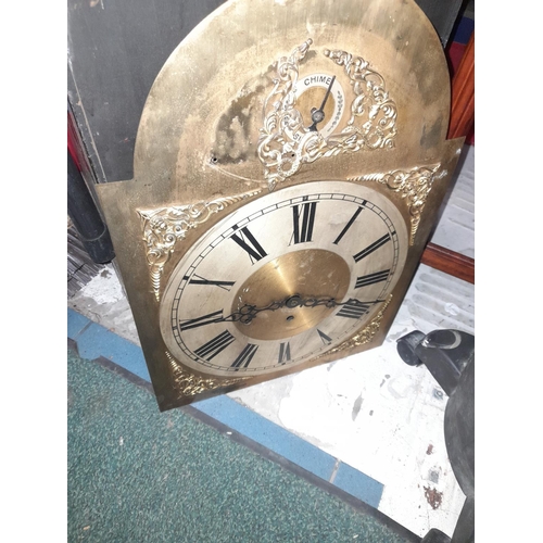 35 - Long Case Inlaid Clock For Spares Or Repair Missing Weights