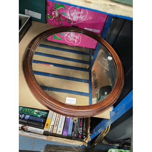 96 - Antique Oval Wooden Framed Mirror 24