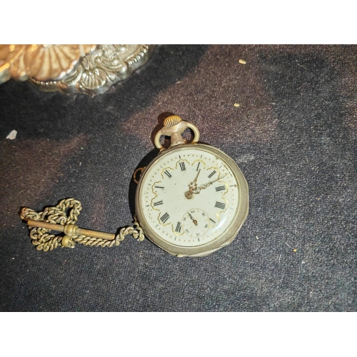 276 - Silver Plated Tazar Plus A Pocket Watch And Fob Chain